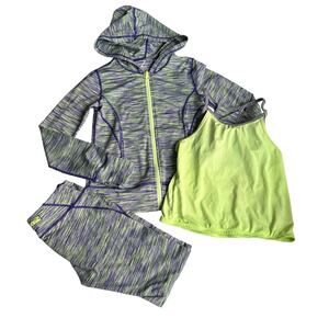 Zella Girls' Purple & Green 3-Piece Athletic Outfit - M
